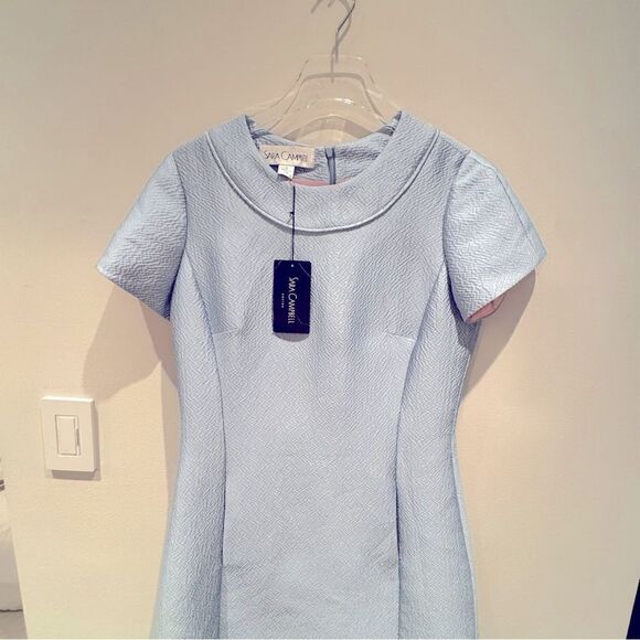NWT- Sara Campbell Boston Cap Sleeve Shift Dress Light Blue Size 8 - Picture 1 of 15